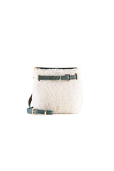 White shearling belt bag women