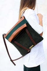 Cool design backpack for her green and brown