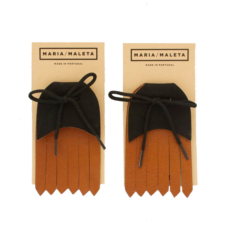 Fringe Shoe Accessory for shoes or sneakers in brown and black leather