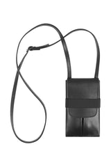 phone bag in black leather with strap