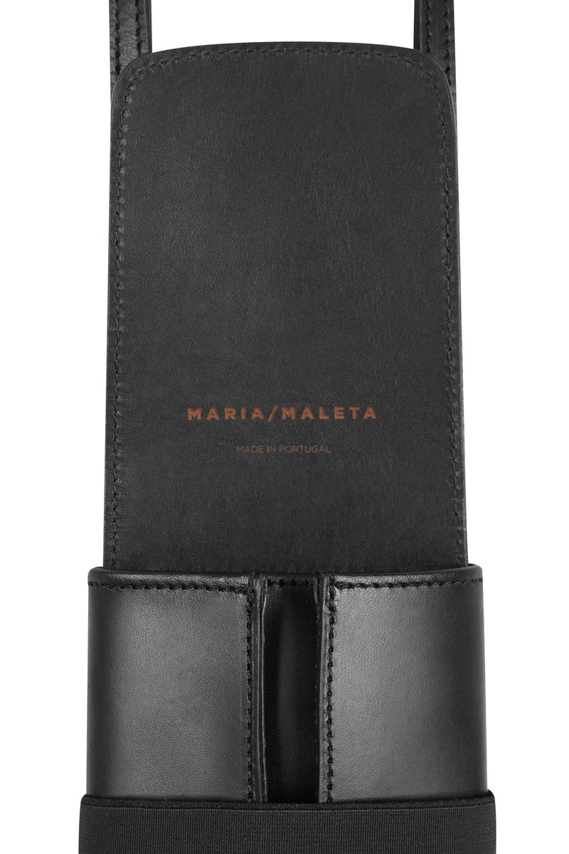 phone bag in black leather 