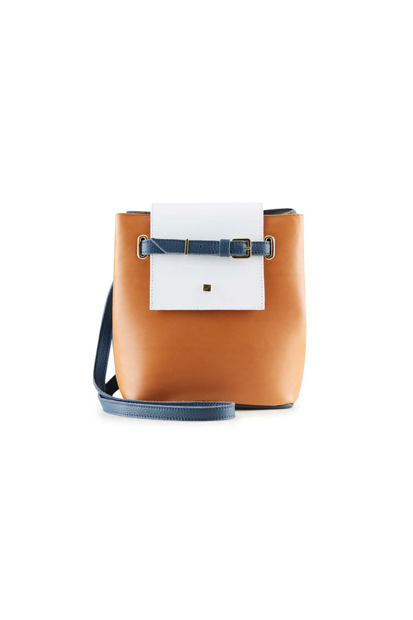 crossbody bag women brown leather and white