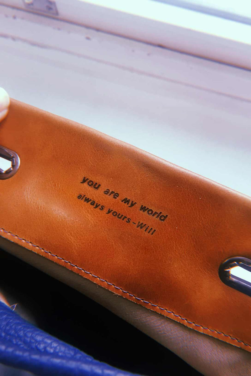 engraved message in a bag present