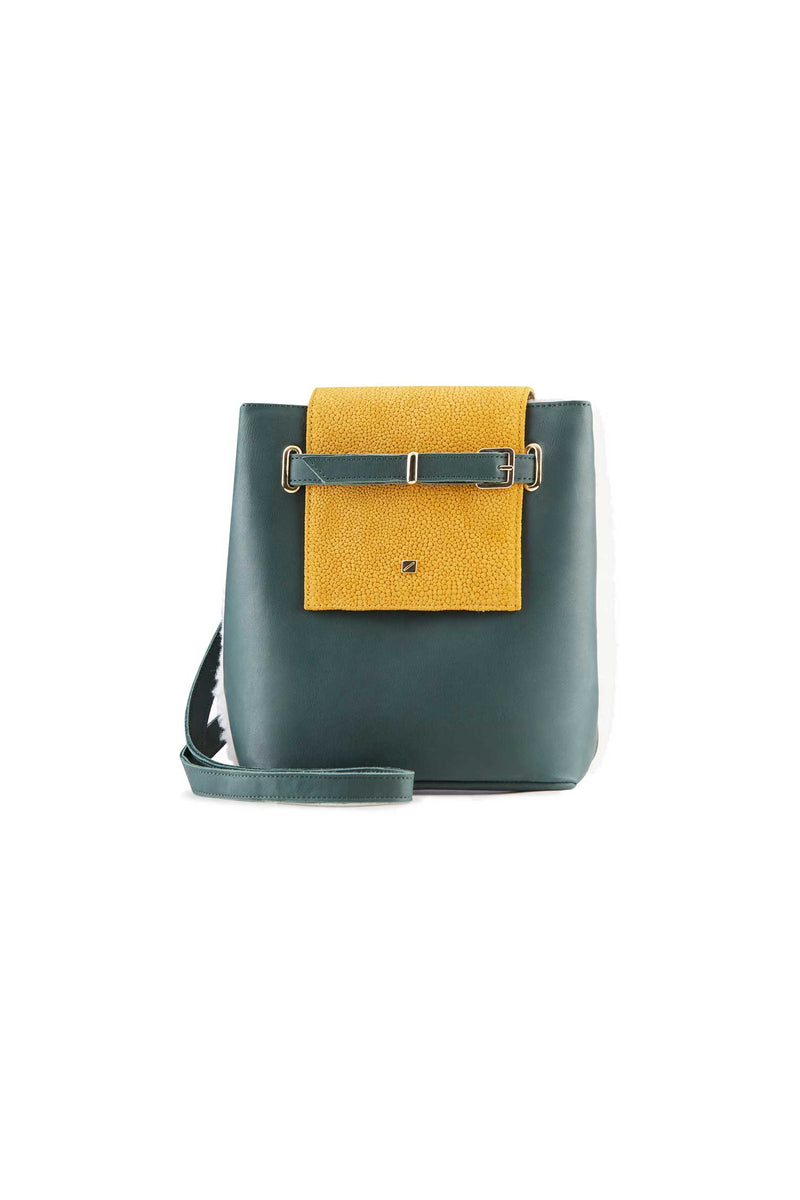 Crossbody design handbag style green leather 