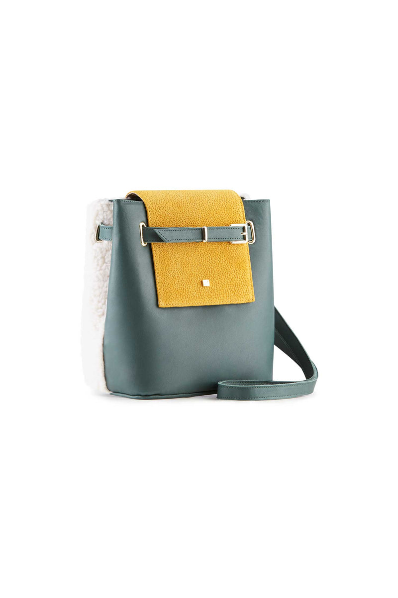 women's Small Handbag casual style green leather
